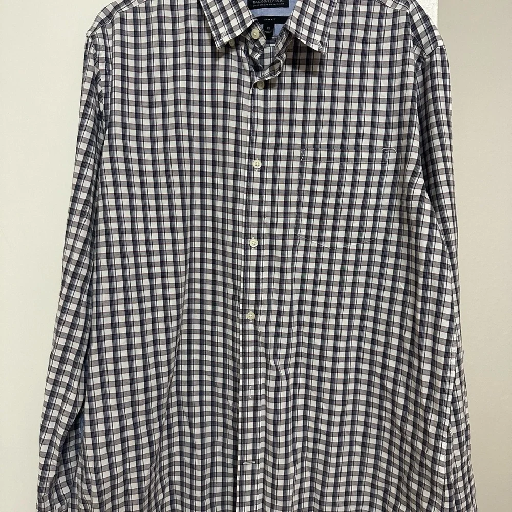 Banana Republic Men’s Slim Flit Button Up Plaid Shirt Sz XL